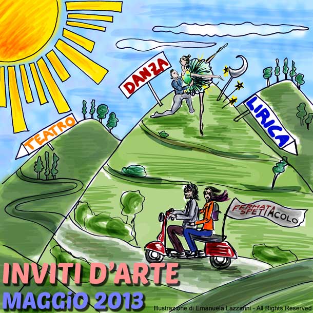L'illustrazione di Emanuela Lazzarini degli inviti d'arte di maggio