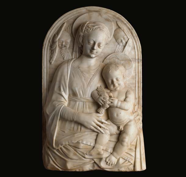  Gregorio di Lorenzo - Madonna con Bambino che un uccellino e due cherubini