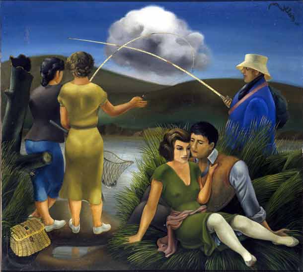 Alfonso Ponce de León (Malaga 1906-Madrid 1936) Giovani e pescatore 1936, olio su tela, cm 90 x 73. Collezione del Museo Nacional Centro de Arte Reina Sofía, Madrid, AS00746