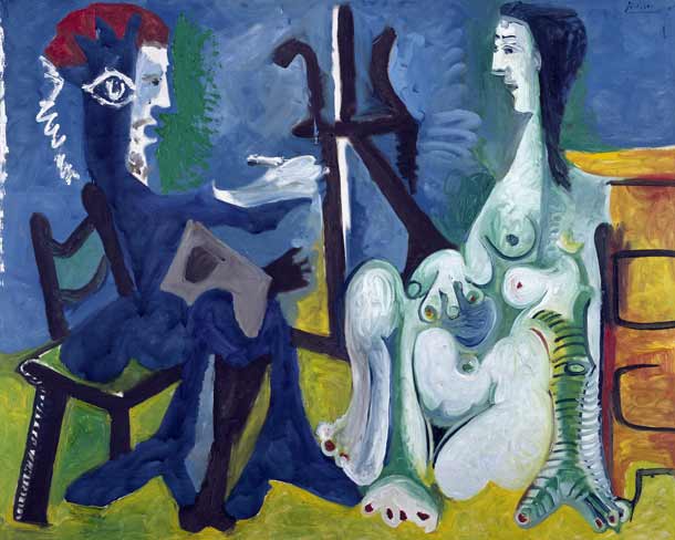 Pablo Picasso (Malaga 1881-Mougins 1973) Il pittore e la modella 30 marzo-30 settembre 1963, olio su tela, cm 130 x 162. Collezione del Museo Nacional Centro de Arte Reina Sofía, Madrid