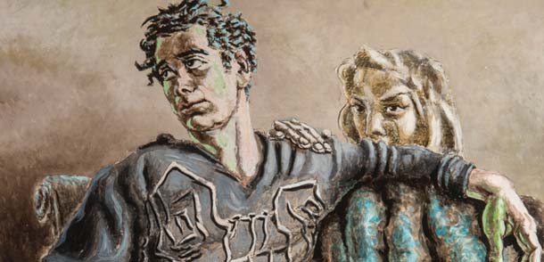 Alberto Savinio (Atene 1891-Roma 1952) Orfeo e Euridice 1951 tempera su cartone Firenze, Galleria d'arte moderna di Palazzo Pitti