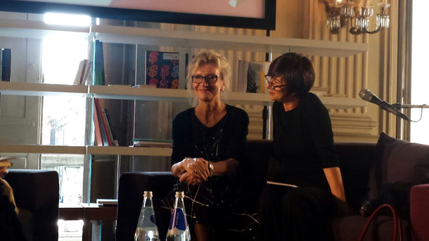 Elizabeth Strout con Susanna Basso traduttrice del libro in italiano e sua interprete