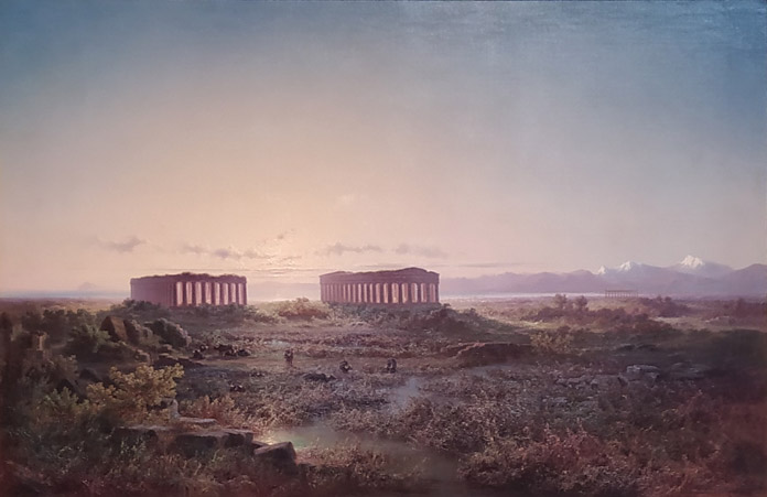 Anton Sminck van Pitloo - Veduta dei templi di Paestum Anton Sminck van Pitloo - Veduta dei templi di Paestum