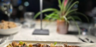 Riso Carnaroli, polpo croccante, calamari, pera marinata, spumante