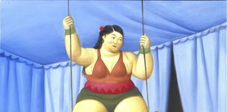 Fernando Botero Donna del circo su trapezio, 2007 Olio su tela, 132x106 cm Collezione privata
