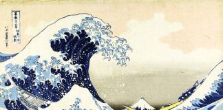 La [grande] onda presso la costa di Kanagawa (Kanagawa oki namiura), dalla serie “Trentasei vedute del monte Fuji (Fugaku sanjūrokkei)” Katsushika Hokusai ©Museo d'Arte Orientale Edoardo Chiossone Genova