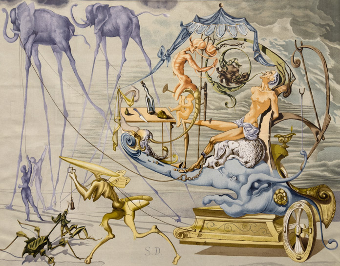 Salvador Dalí The Bacchus’chariot 1970 Arazzo 76,5 x 105 cm Salvador Dalí The Bacchus’chariot 1970 Arazzo 76,5 x 105 cm