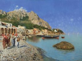 Rubens Santoro - "Monte Tiberio", 1880, olio su tela 63 x 104,5 cm, Collezione privata - Courtesy Enrico Gallerie d'Arte, Milano