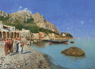 Rubens Santoro - "Monte Tiberio", 1880, olio su tela 63 x 104,5 cm, Collezione privata - Courtesy Enrico Gallerie d'Arte, Milano