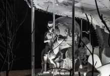 Hans Op de Beeck Danse Macabre, 2021 Sculptural Installation, 2021. 950 × 950 × 650 cm. Steel, aluminum, wood, polyester, polyamide, polyurethane, PVC coated nylon, plaster, coating Courtesy Associazione Culturale Dello Scompiglio Ph Leonardo Morfini