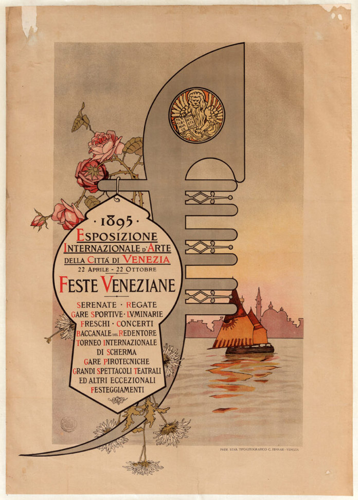 Biennale Arte 1895 litografia 99,5x70,2 cm - Augusto Sezanne