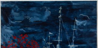 Seascape negative after van de Velde VI Oil on paper 52x56x3 framed