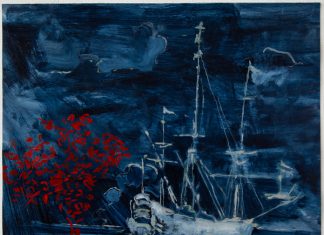 Seascape negative after van de Velde VI Oil on paper 52x56x3 framed