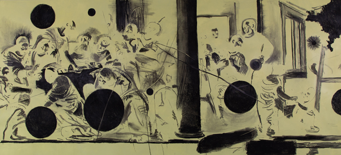 The last supper after Veronese Carchoal on paper 140x307cm